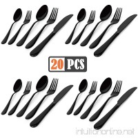 black flatware set 20-piece black sterling electroplated metal silverware set tableware，suit for Families  Kitchens  Hotels or Restaurants-Service for 4 (Mirror jet Black) - B079245T6N